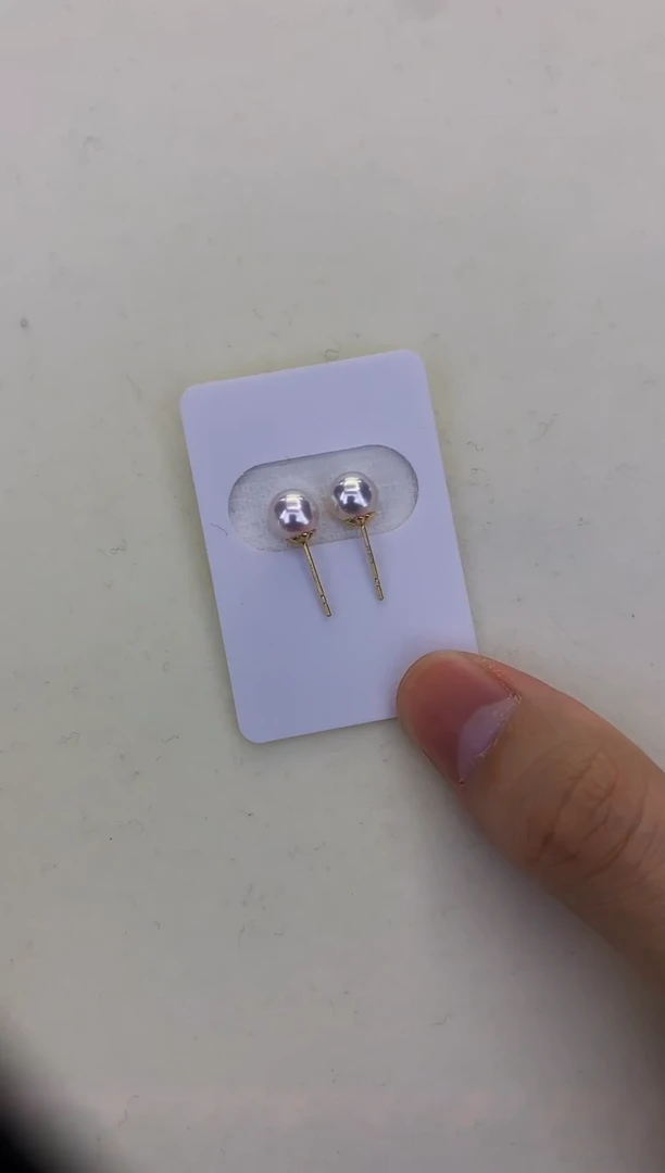 18K金镶嵌DA海水珍珠 GD003 6-7 素钉定制