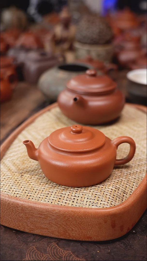 茶壶紫砂半手朱泥旭帽壶