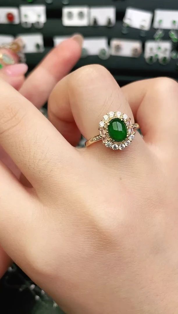 银S925镶嵌戒指翡翠0