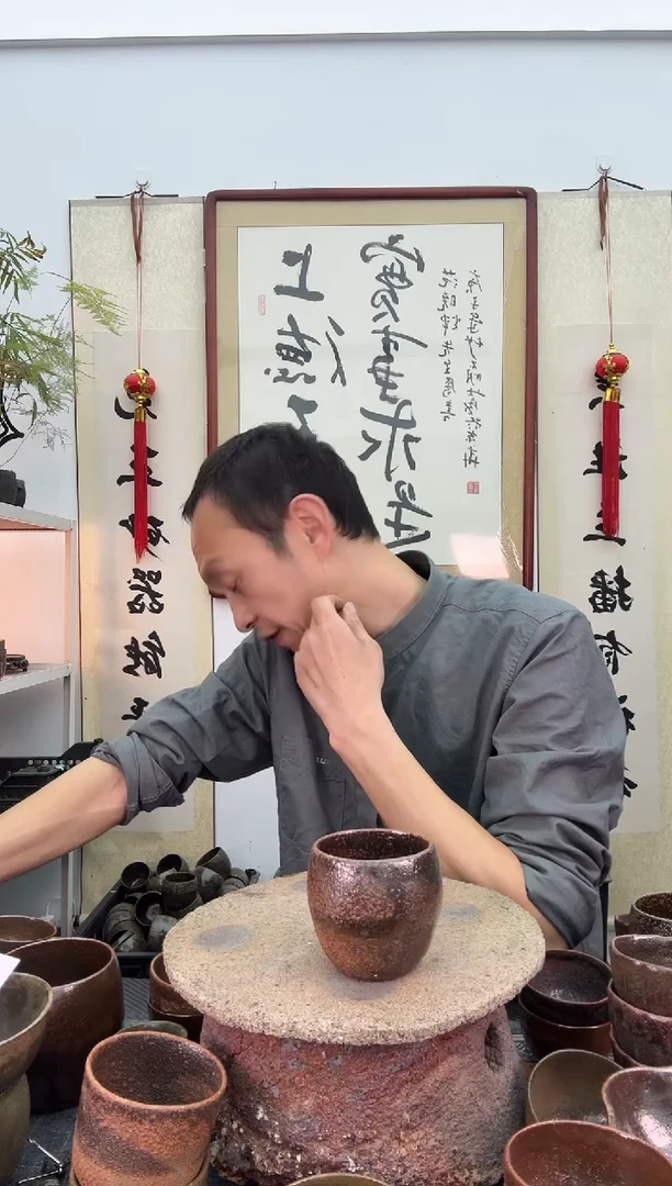 【闪购商品】粗料红色桶形闻香杯150毫升非遗技艺