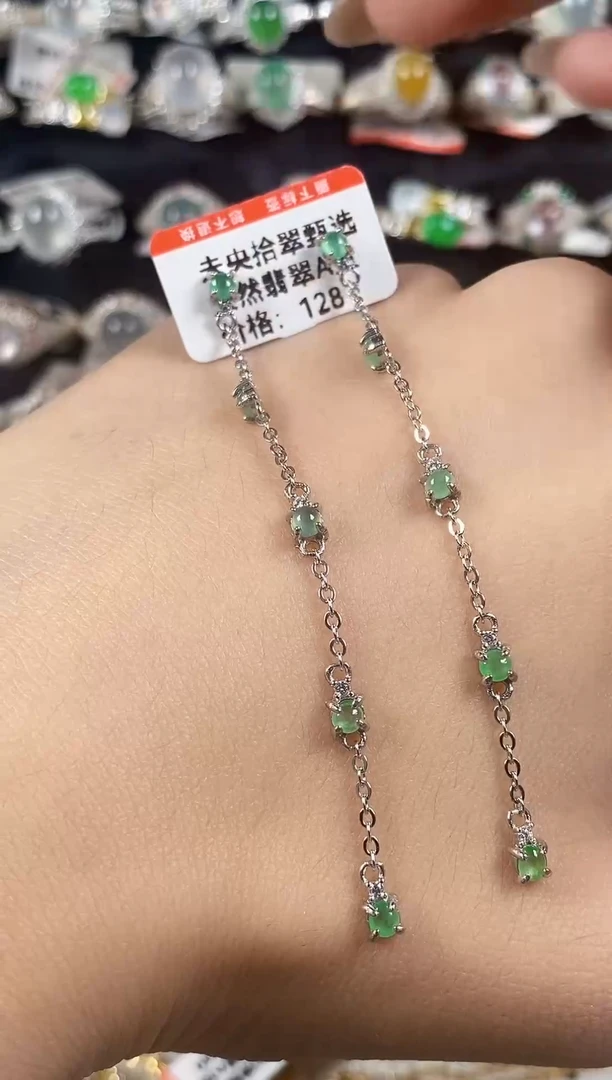 银S925镶嵌戒指翡翠 天然A货翡翠109