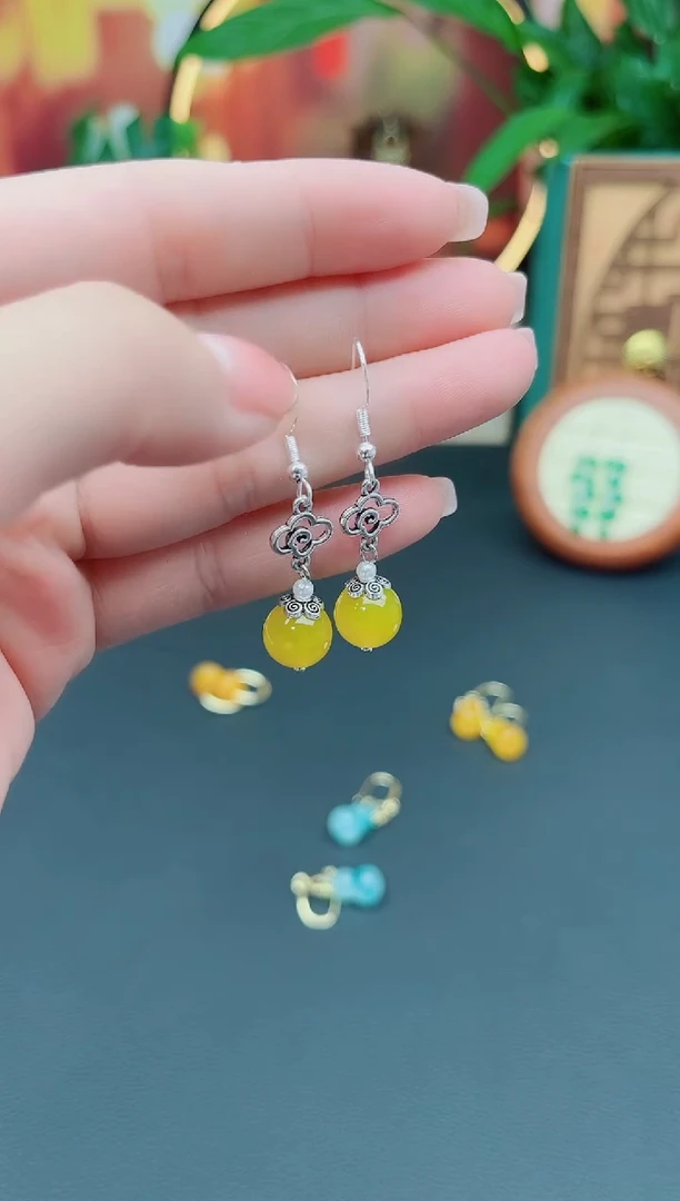 玛瑙/玉髓耳饰银S925镶嵌702000