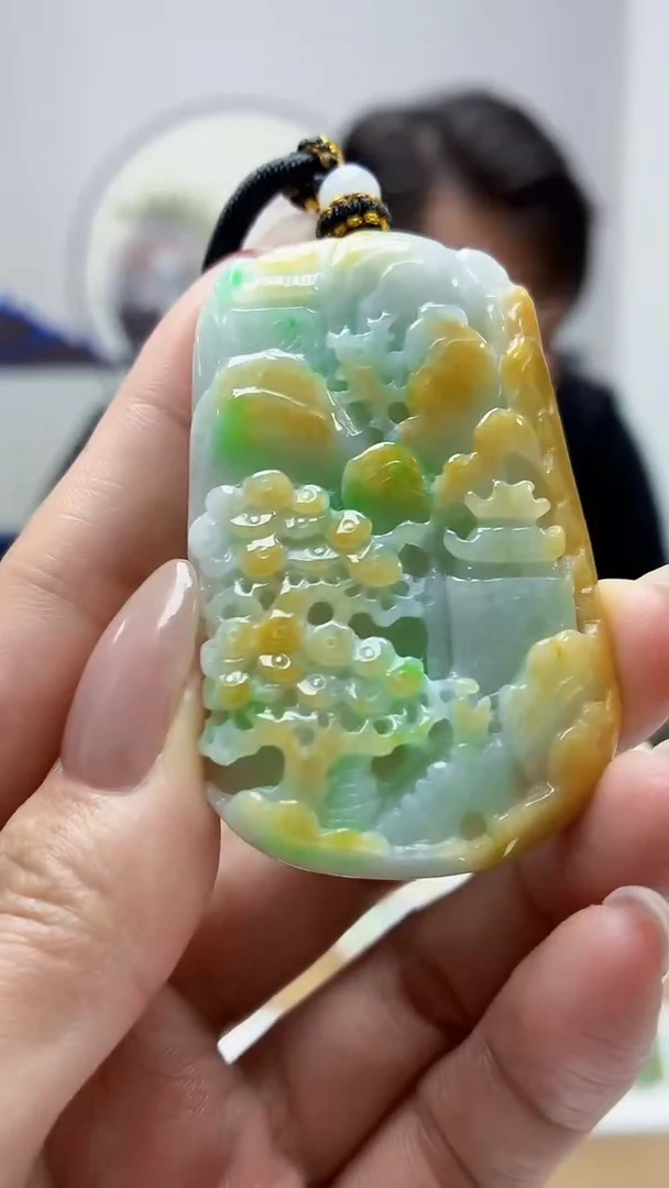 未镶嵌定制翡翠5060MM-毛货挂件38