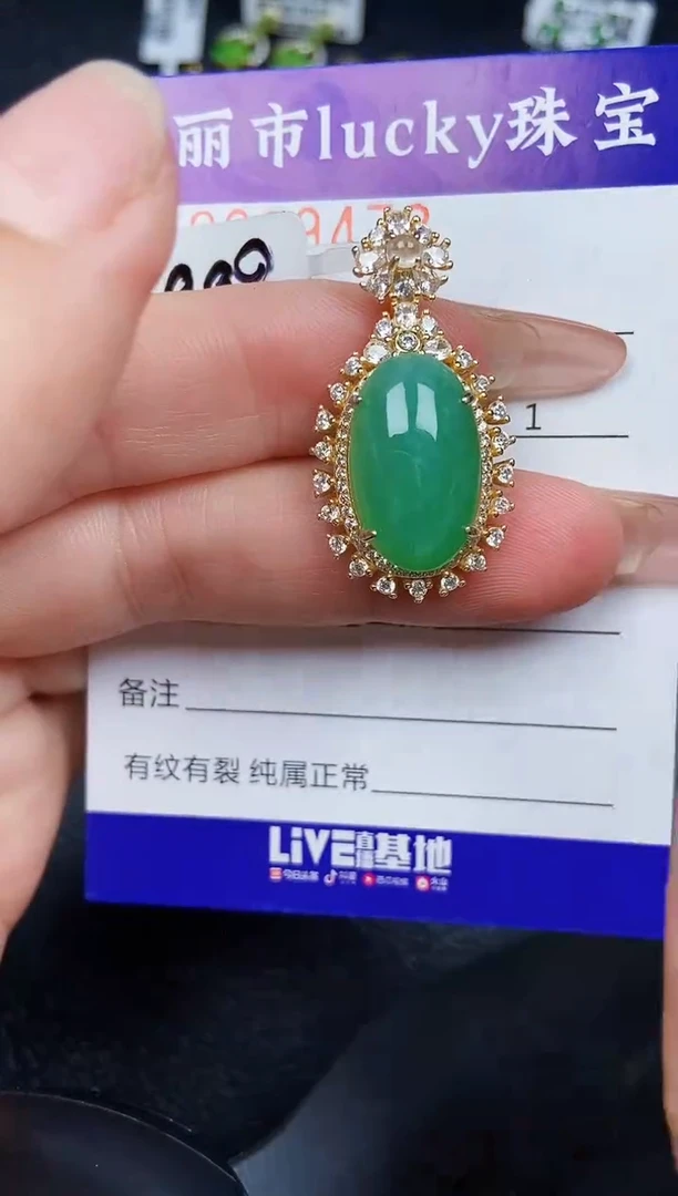 翡翠银S925镶嵌颈饰9478