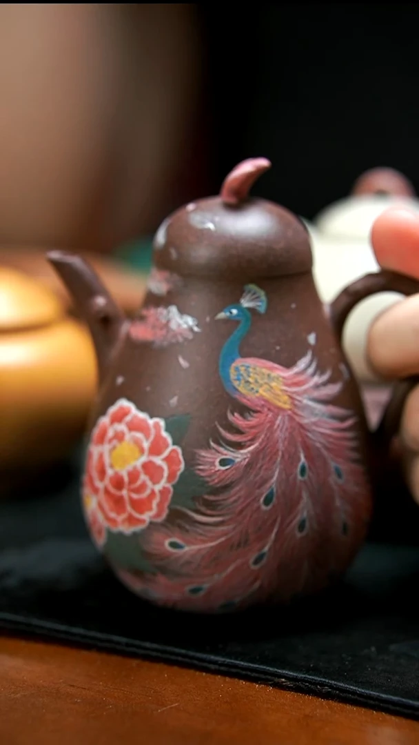 茶壶紫砂天青孔雀壶