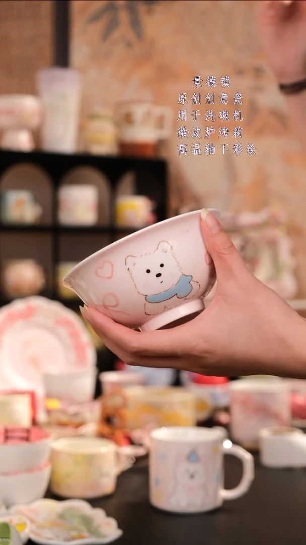 摆件景德镇手工手绘设计师款