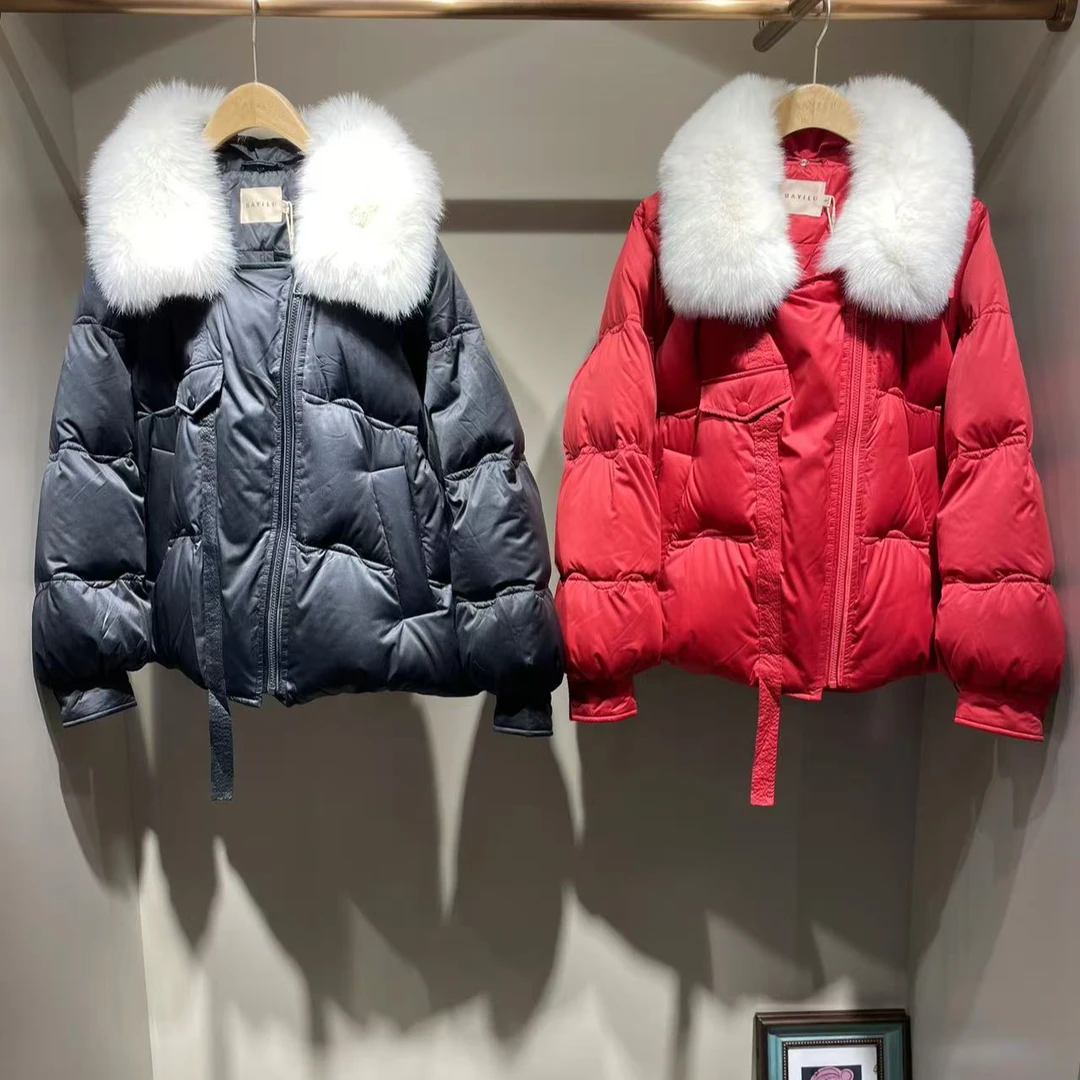 芭依璐2024冬款时尚毛领宽松休闲外套92Y6109短款