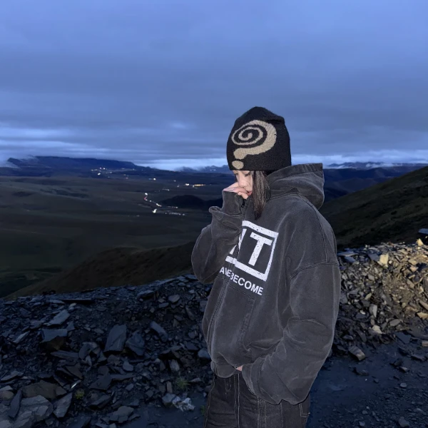 VULCAN小众设计透气情侣百搭问号显脸小针织毛线包头绒线帽