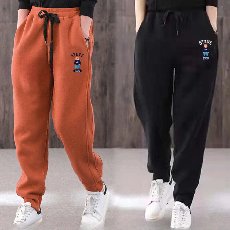 欧货加绒卫裤2025新款女宽松休闲高腰阔腿裤秋冬加厚束脚直筒裤子