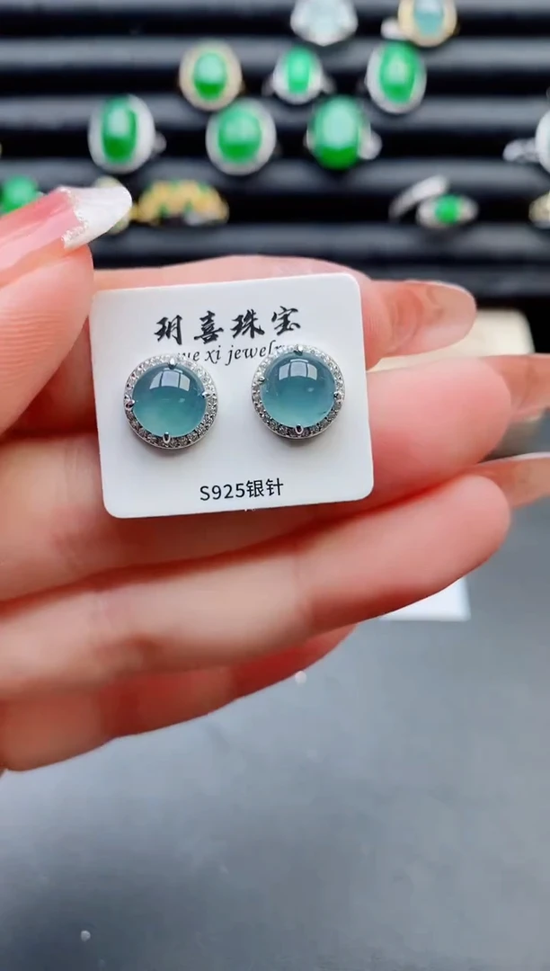 【闪购商品】翡翠耳饰银S925镶嵌312321