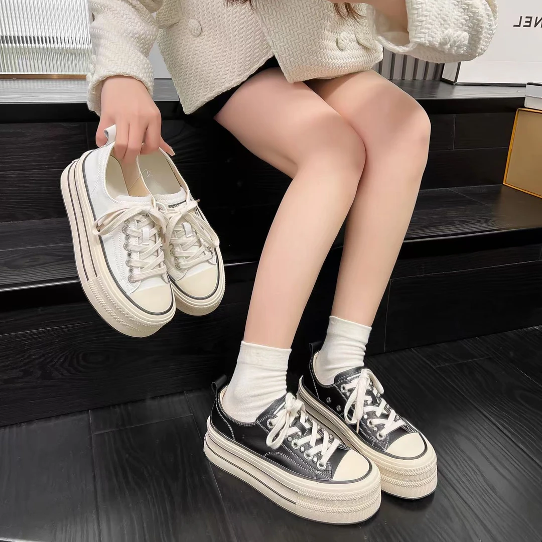 「年终清仓」1208厚底增高小白鞋时尚休闲帆布鞋