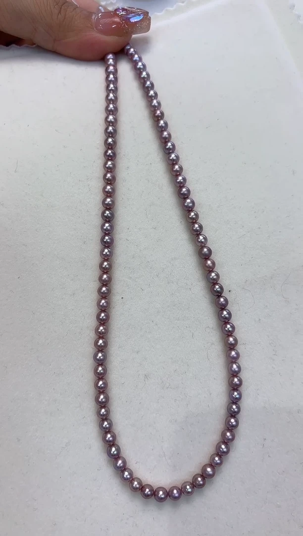 【闪购商品】淡水珍珠颈饰银S925镶嵌4-4.5mm无核彩珠项链