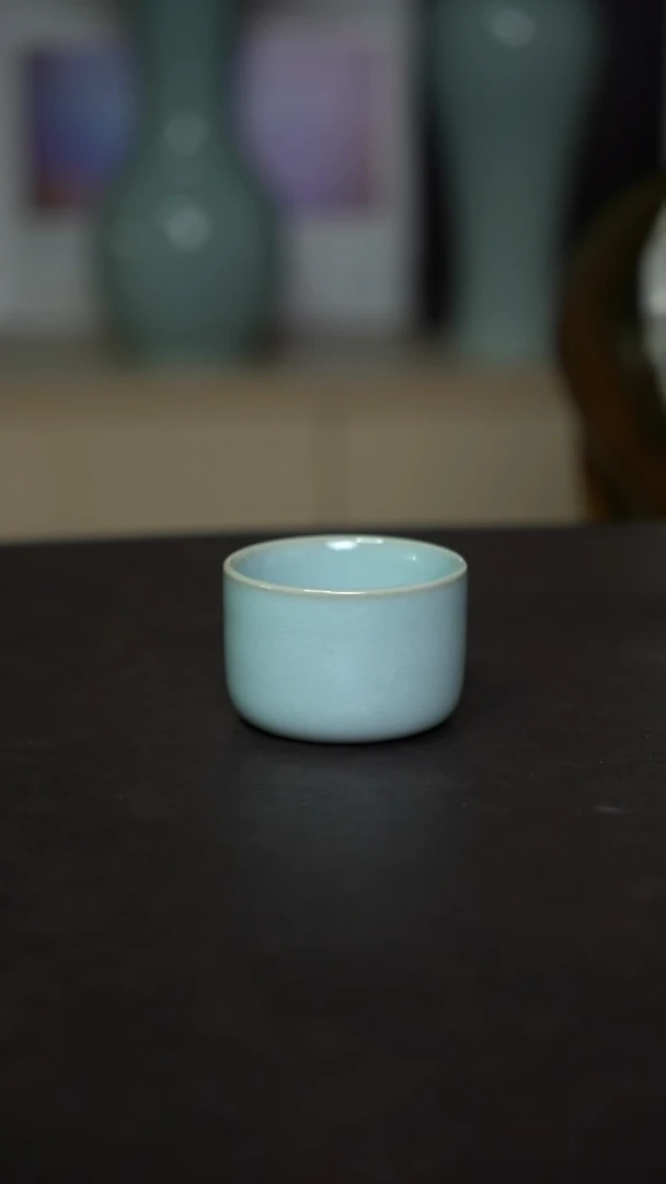 杯子瓷天青釉扳指杯全手工