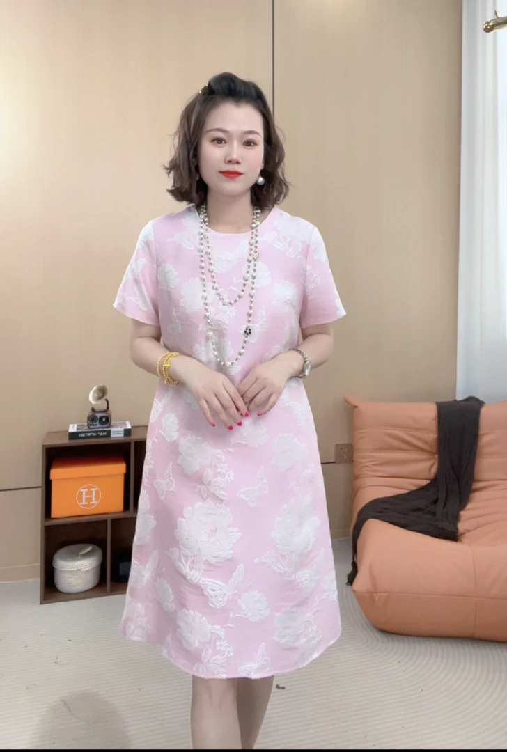 夏季新薄款单层显瘦织花时尚女装连衣裙25041