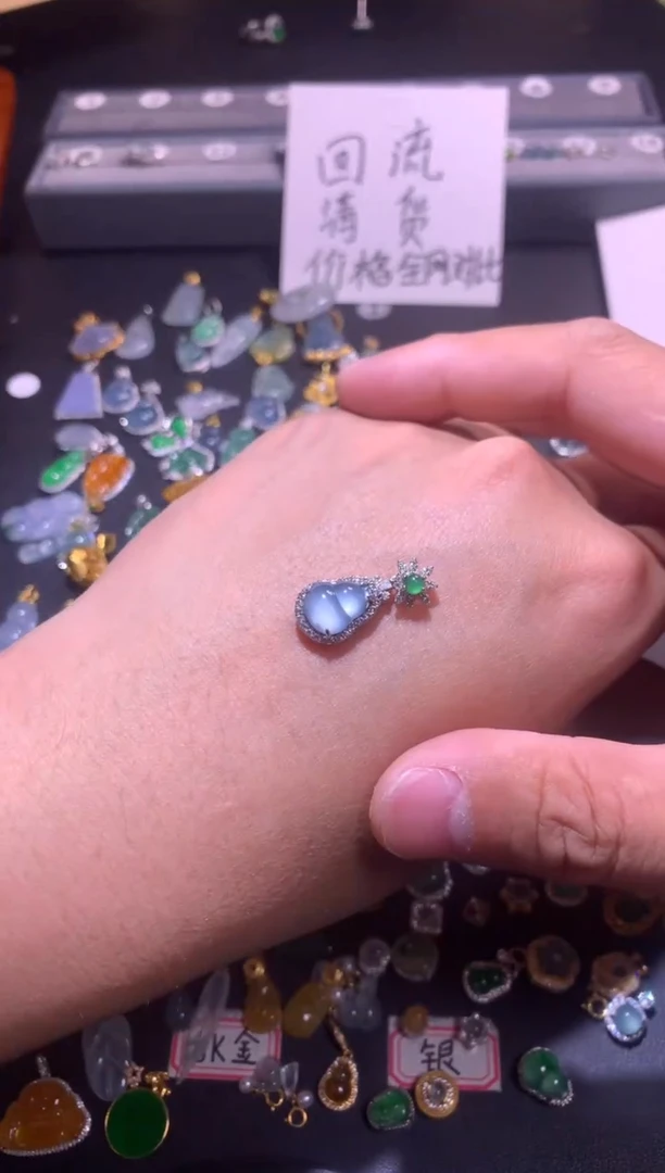 翡翠银S925镶嵌吊坠(不含链)1