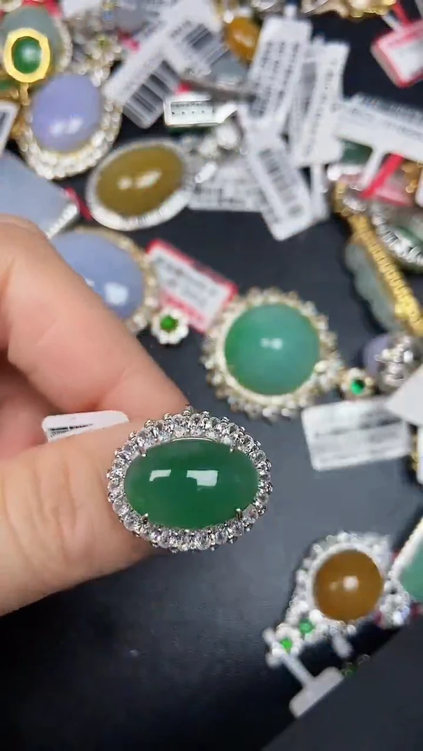 银S925镶嵌戒指翡翠1260