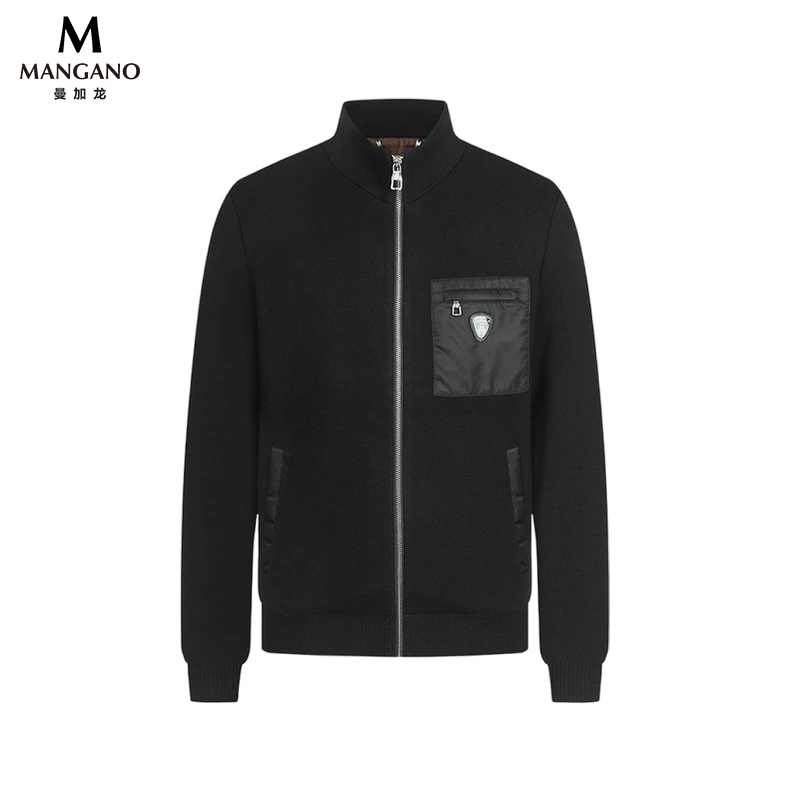 曼加龙春秋新款男装潮流针织立领简约拉链夹克男外套 2222159