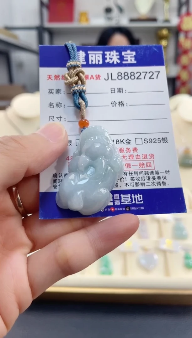 颈饰未镶嵌翡翠天然缅甸翡翠A货 貔貅(一物一证)