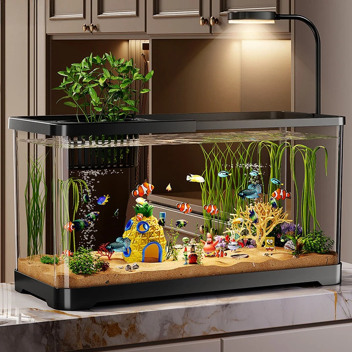 鱼缸家用小型过滤鱼缸生态缸客厅桌面增氧一体水族箱金鱼缸