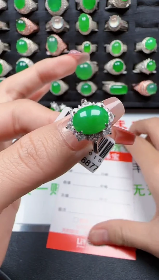 【闪购商品】翡翠戒指银S925镶嵌3128