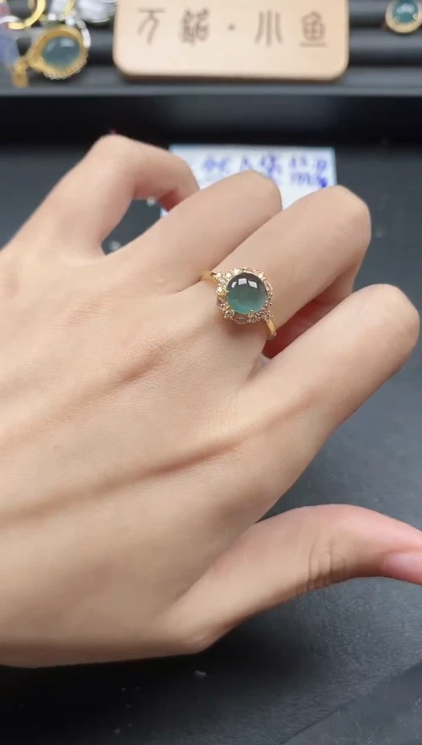 翡翠戒指银S925镶嵌5151-20