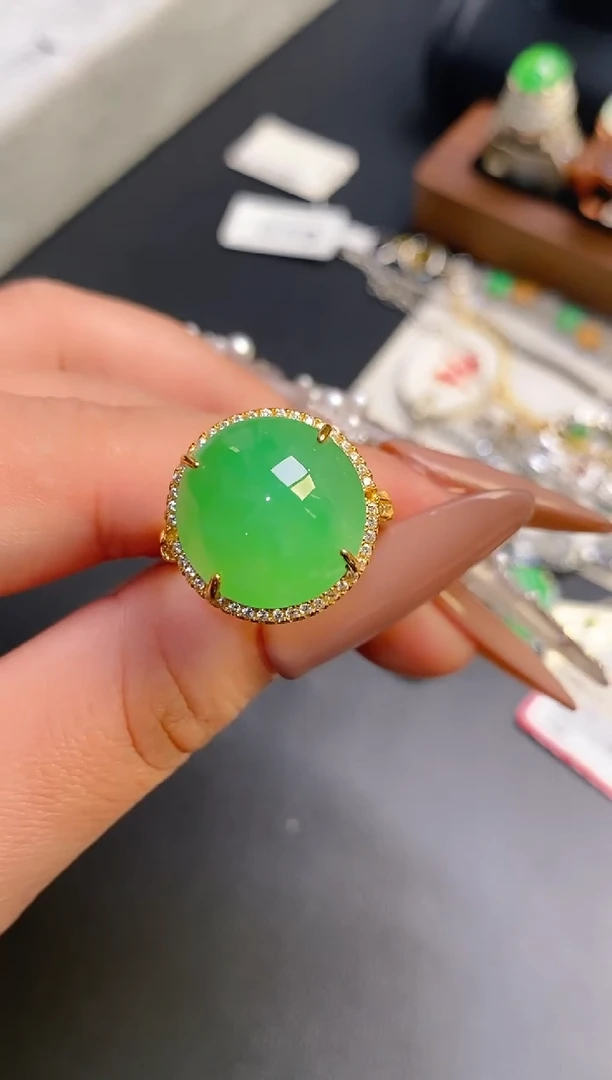 银S925镶嵌戒指翡翠天然