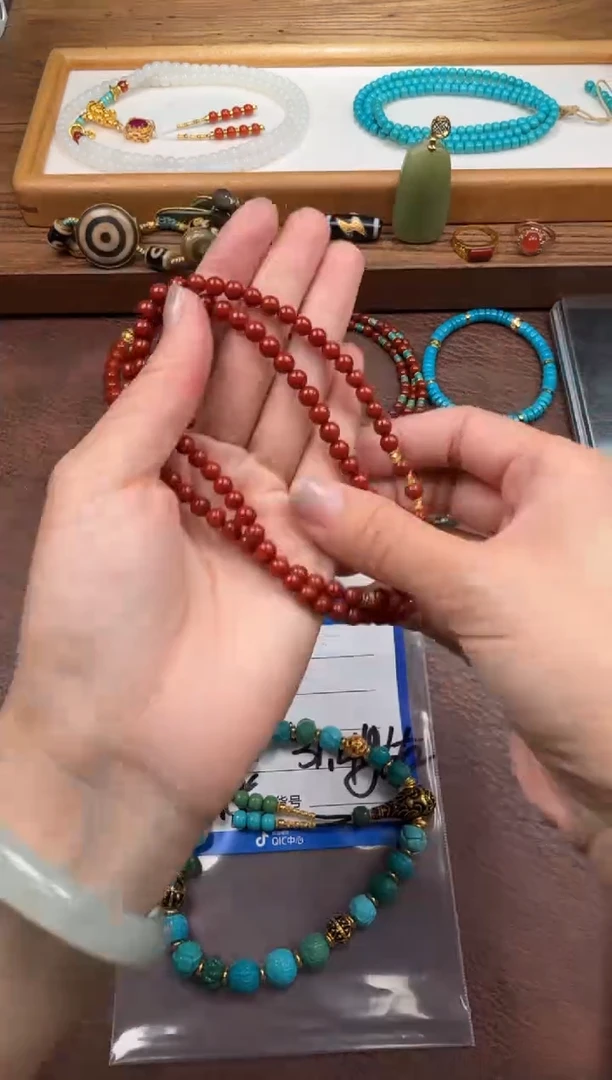 18K金镶嵌手串手串南红玛瑙橙****~手串手串108