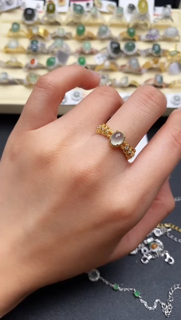 【闪购商品】翡翠戒指银S925镶嵌222222222+2