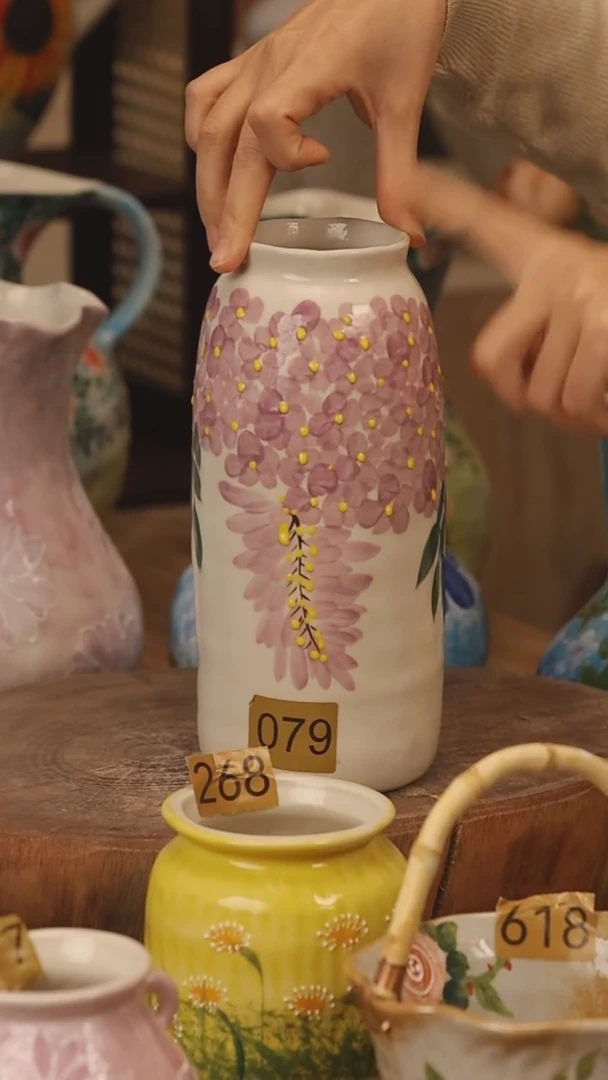 陶瓷景德镇设计师手作花器摆件侘寂风@M079@