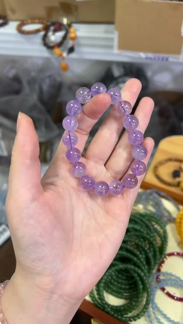 【闪购商品】水晶手链未镶嵌薰衣草紫水晶圆珠11M[0959]