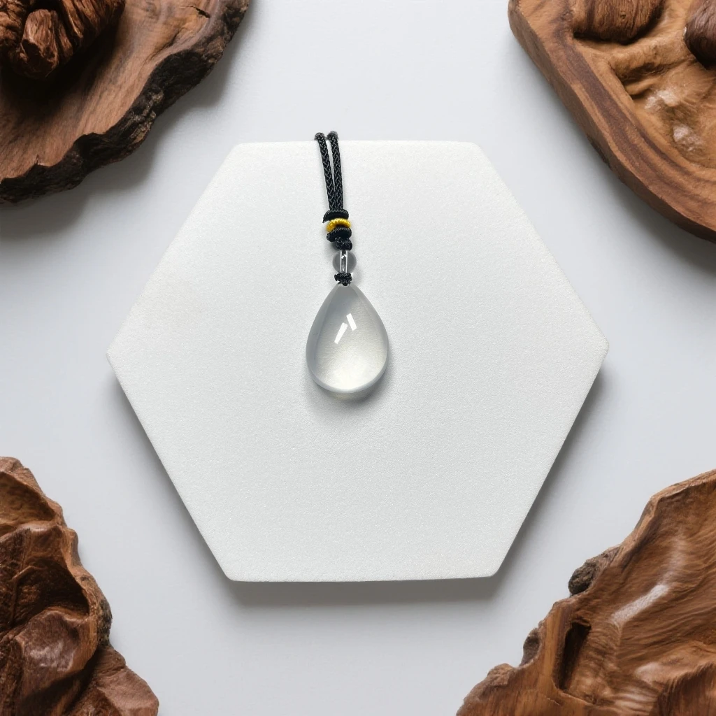 天然正品白水晶水滴吊坠干净通透时尚百搭编绳款女款项链水滴型