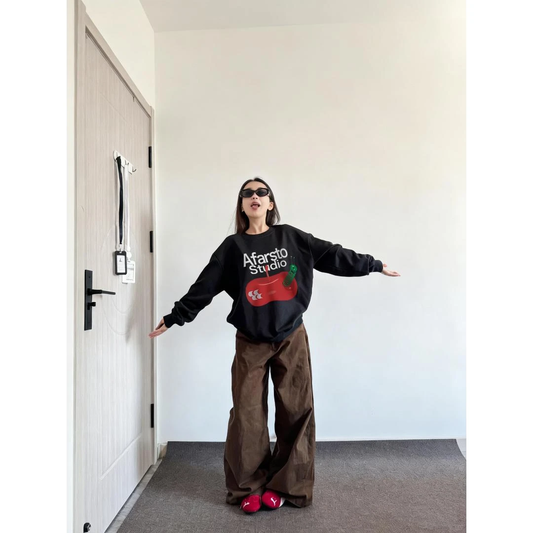 YWBY秋冬新款韩系别致设计卫衣女宽松百搭时尚潮流圆领长袖上衣