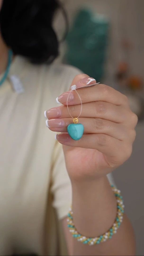 绿松石18K金镶嵌吊坠(赠链)1