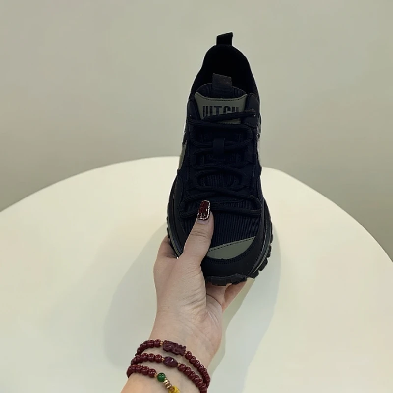 防滑系带圆头低帮拼色时尚休闲鞋厚底单鞋男鞋夏季时尚休闲透气