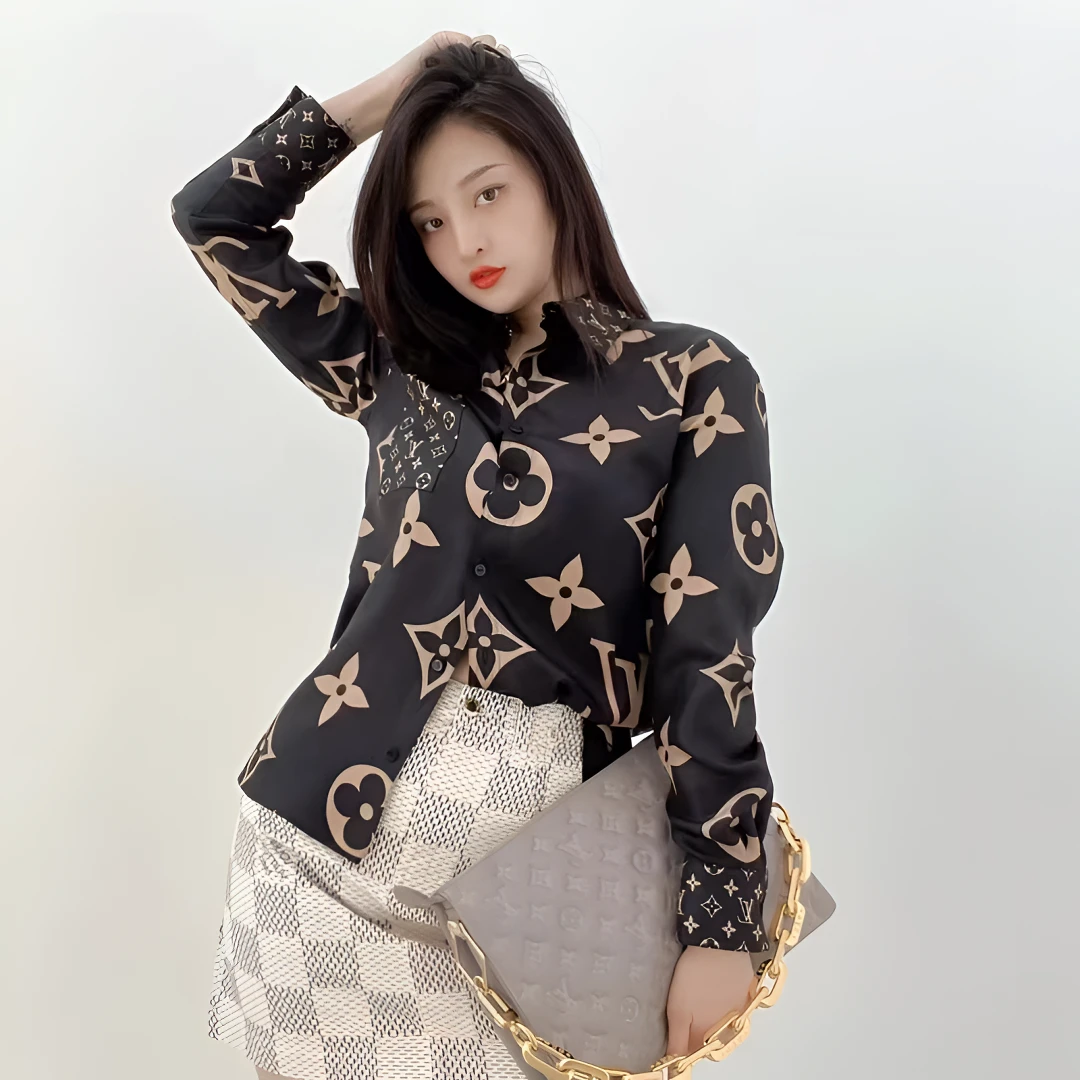 99新 LouisVuitton/路易威登 2510193/36码/大老花满印单排扣衬衫