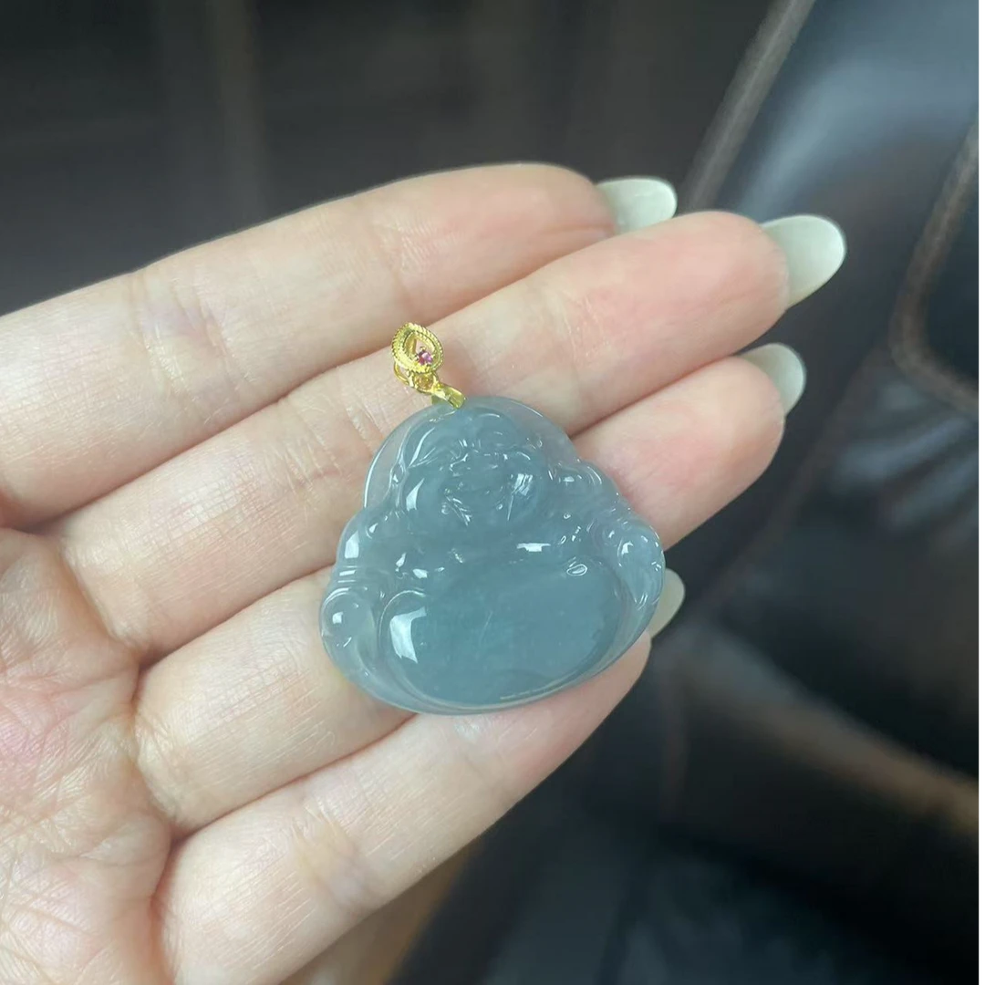 优选时尚百搭蓝水翡翠佛公吊坠多样性拍一发一