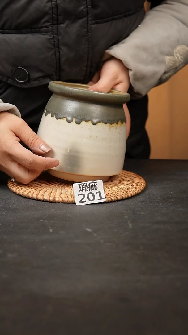 【闪购商品】瓷片201泥泥手工花盆口10高13