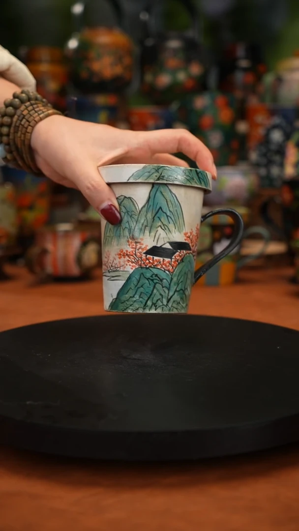 紫砂油画 手绘釉下彩