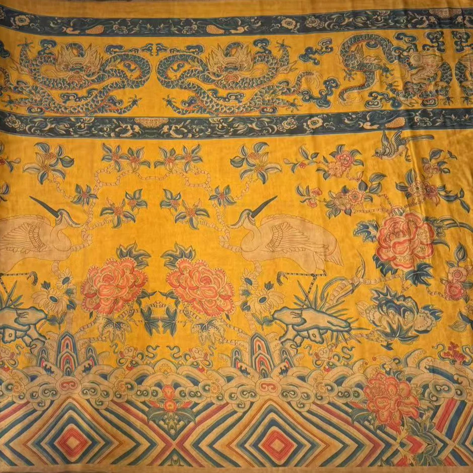 【莨丝智友】龙纹定位花 前喷素绉缎 香云纱 70厘米