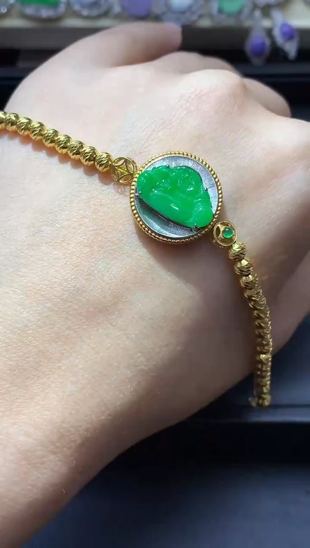 18K金镶嵌手链翡翠714-中国好珍宝