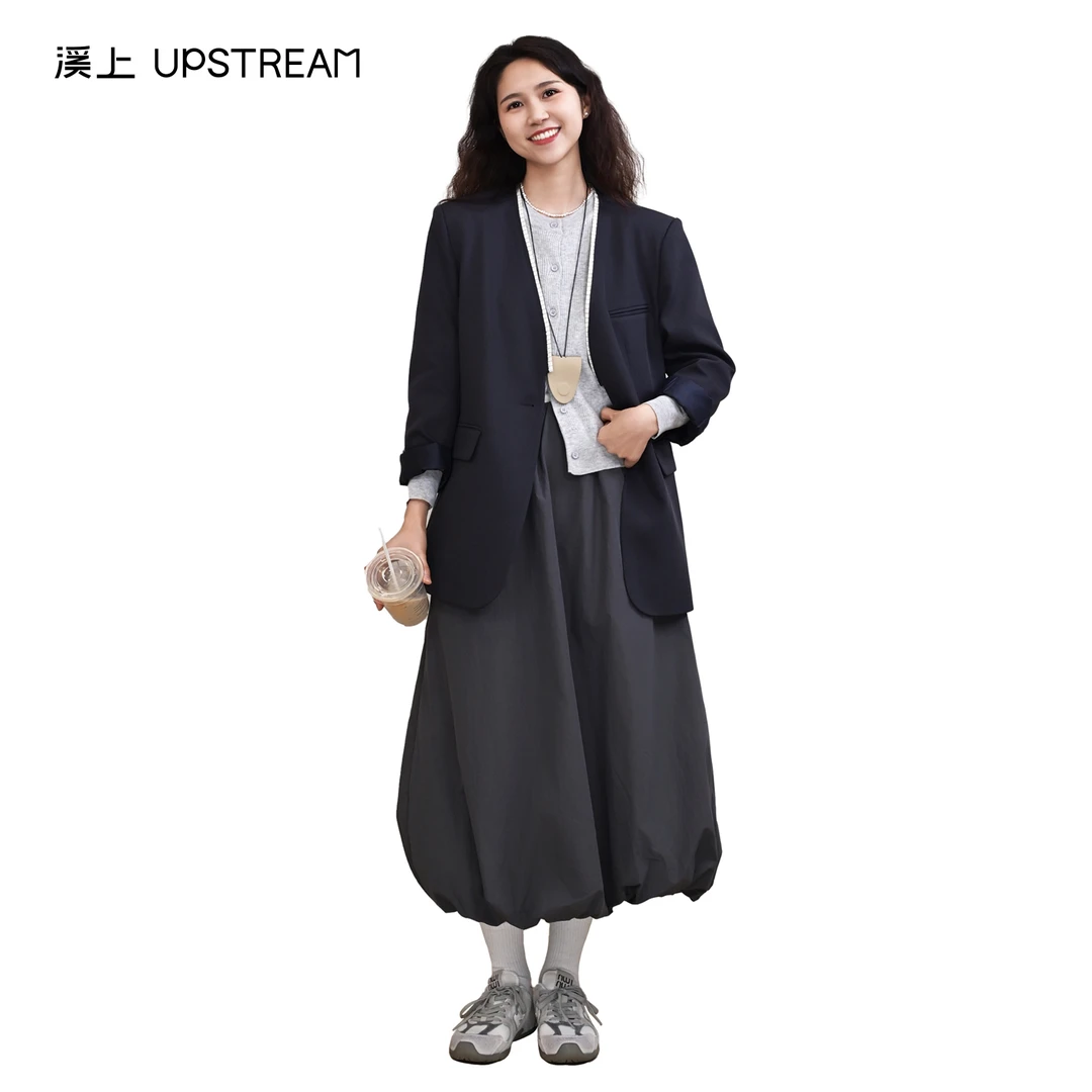 《夏季新款》简约百搭花苞半裙薄款