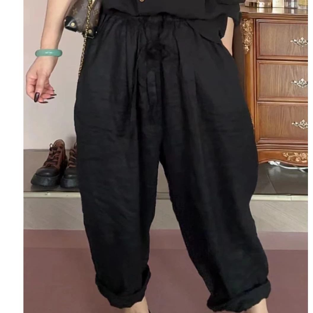 加肥款亚麻萝卜小脚裤（100-200斤）