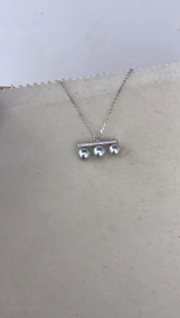 海水珍珠银S925镶嵌颈饰吊坠7-8