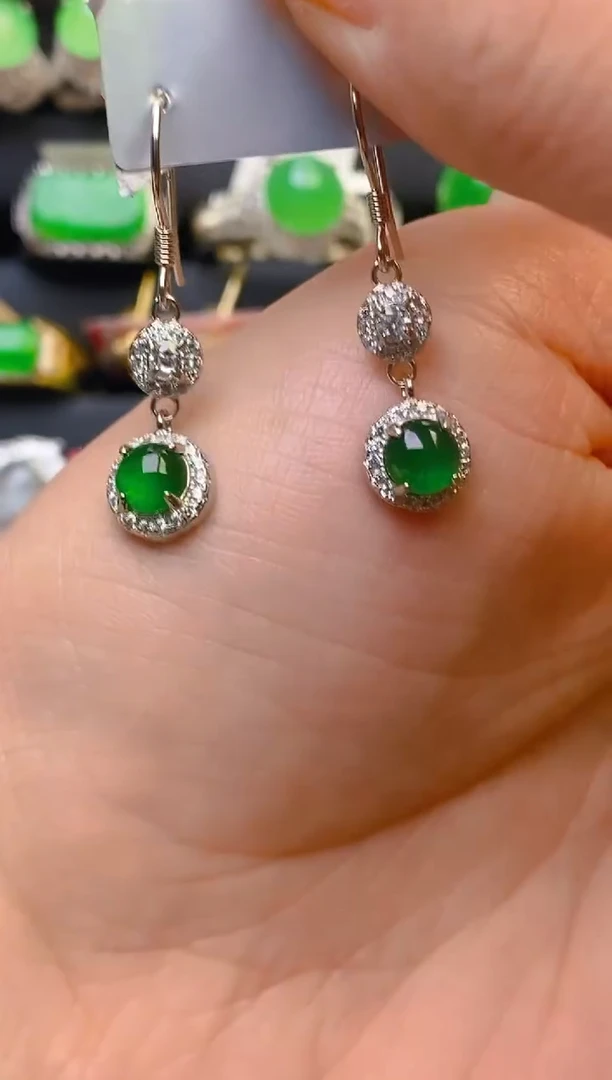 翡翠戒指银S925镶嵌天然