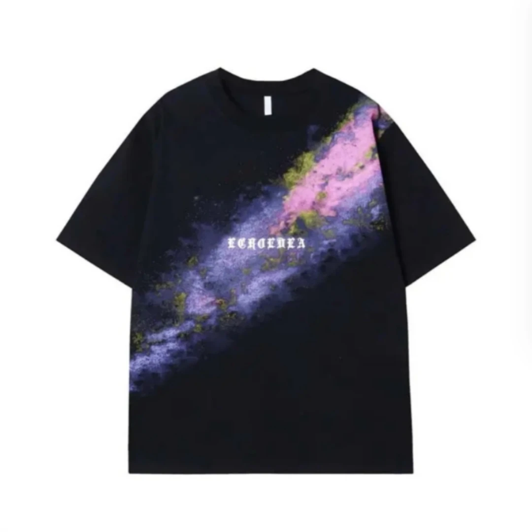 男士夏季新款时尚潮流宽松痞帅圆领T恤百搭美式休闲时尚短袖 上衣