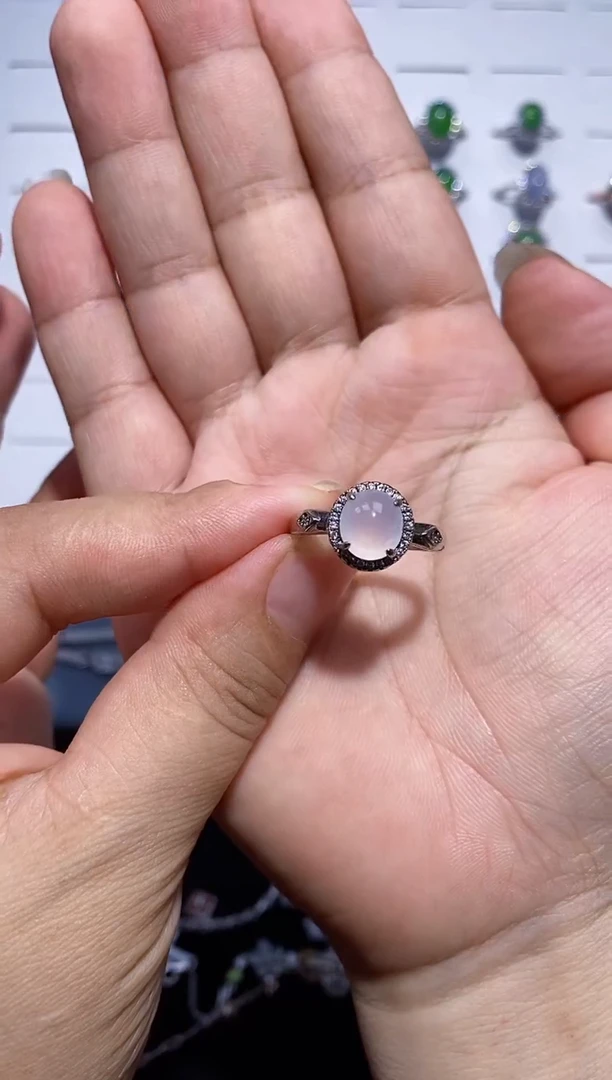 翡翠戒指银S925镶嵌戒指