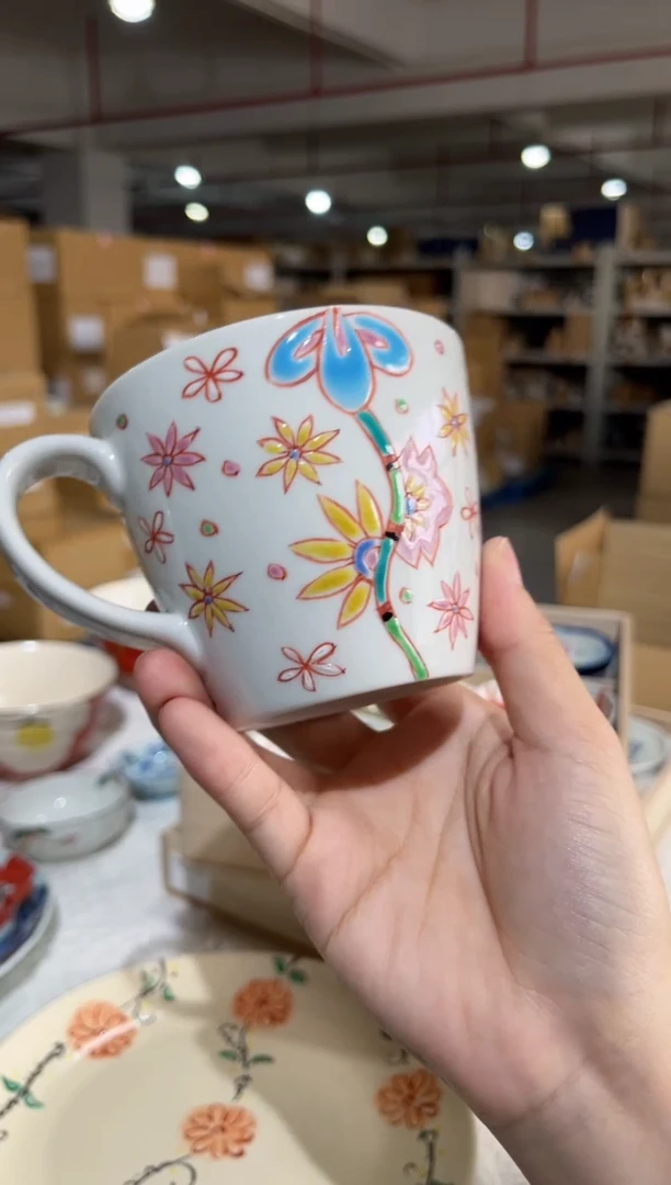 瓷片龙**喵花漾心语马克杯