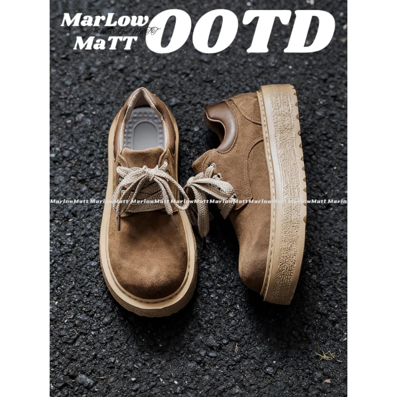 MarlowMatt‘不羁-C08’复古港风厚底增高大头德比鞋青少年休闲潮鞋