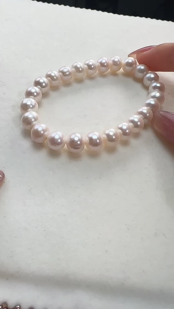 淡水珍珠手绳银S925镶嵌白的手串  多样性发一