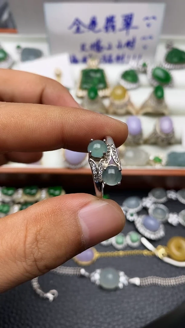 银S925镶嵌戒指翡翠/0046